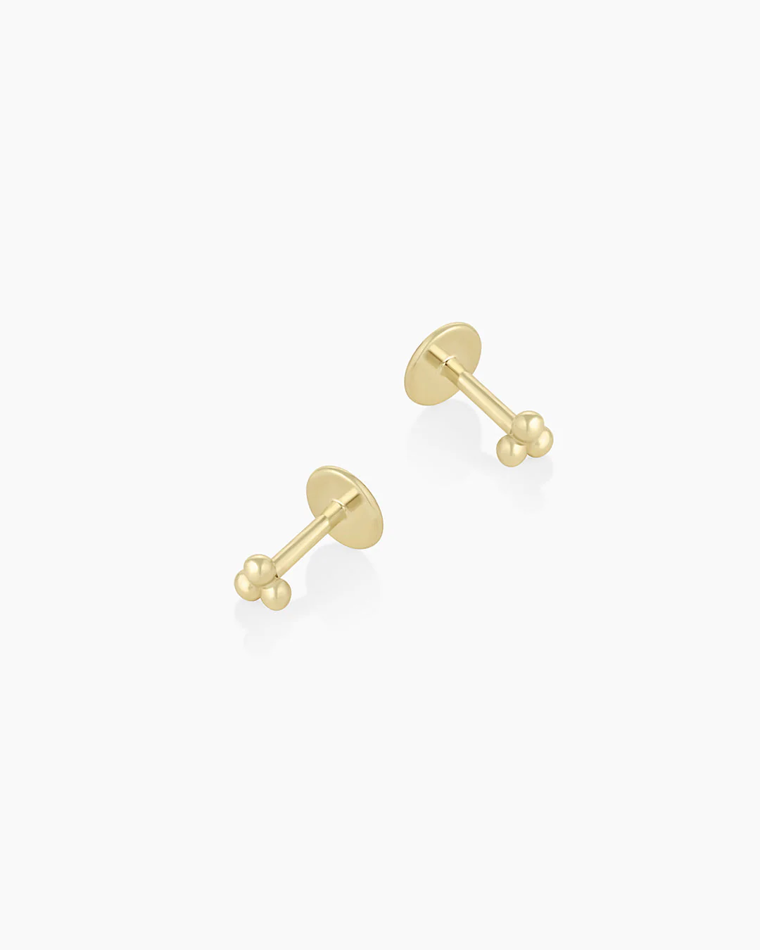 14k Gold Trio Flat Back Studs - Image 4