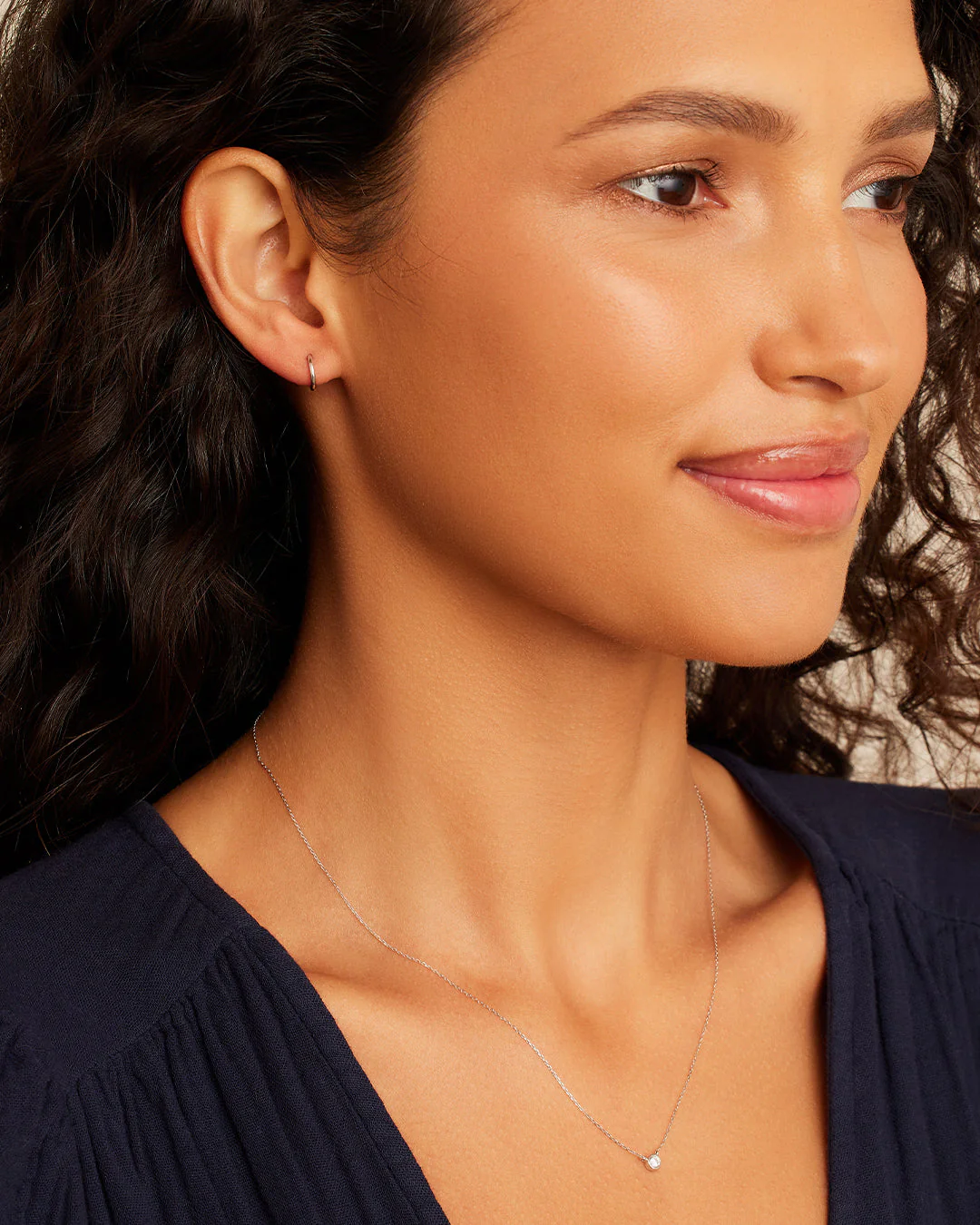 14k White Gold Classic Huggies - Image 10