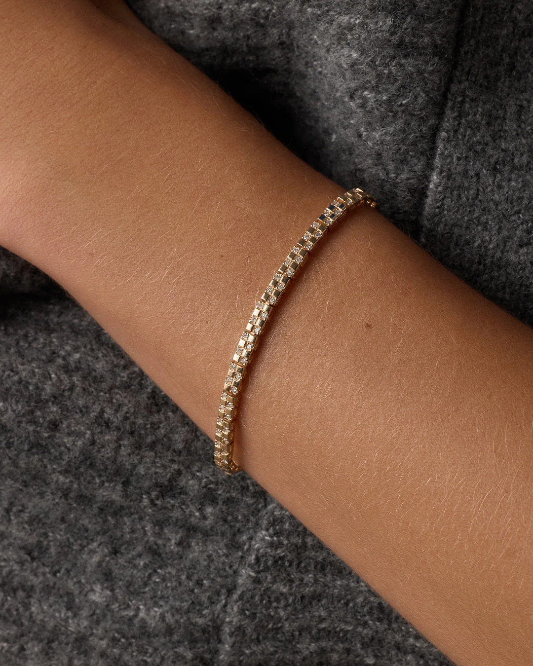 Diamond Checkered Tennis Bracelet - Image 5