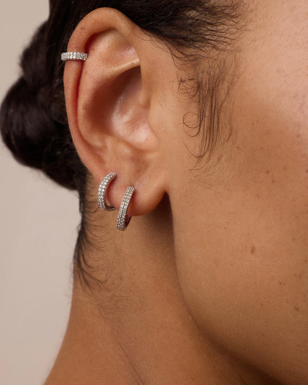 Diamond Double Down Single Huggie - Image 7