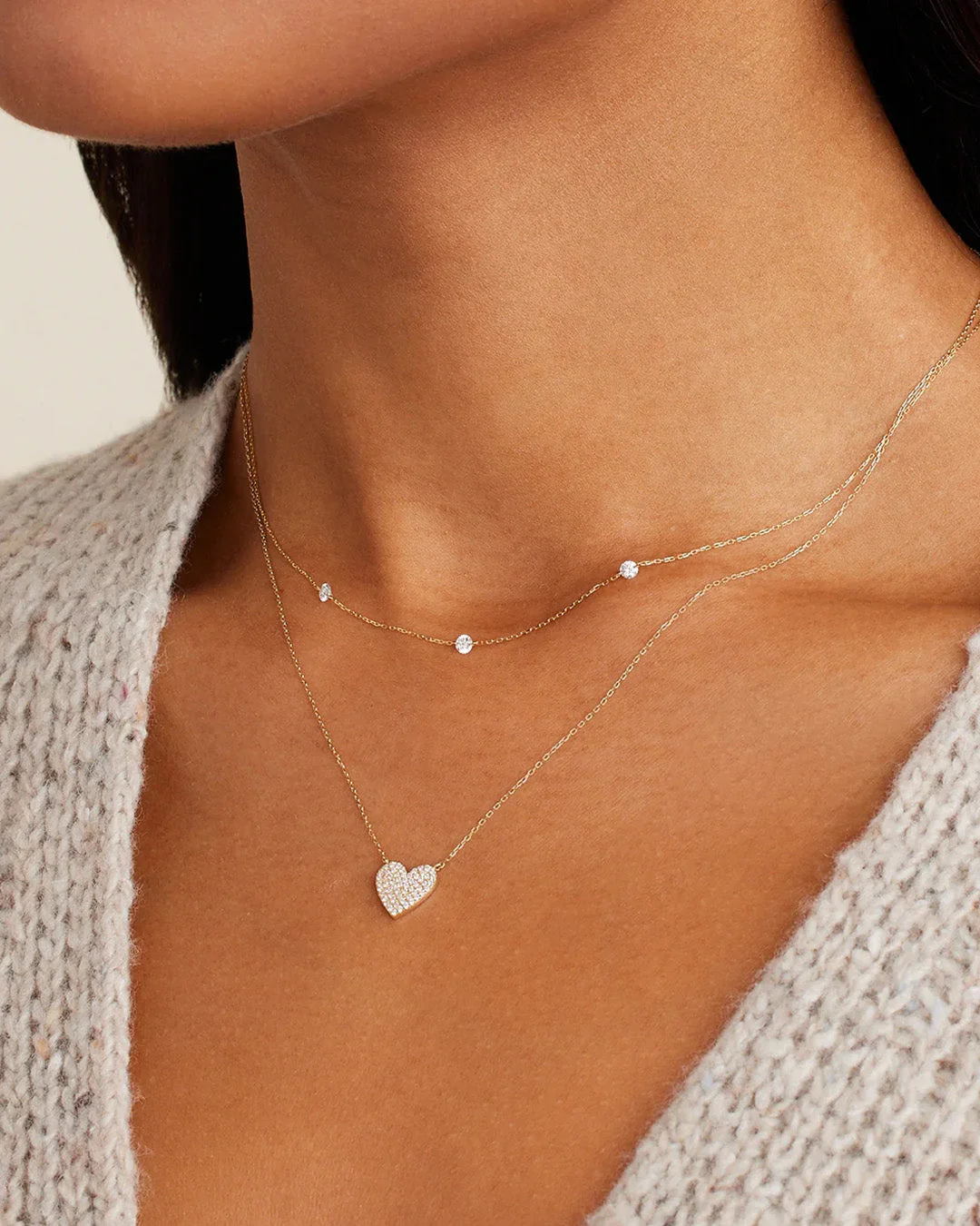 Diamond Pavé Heart Necklace - Image 2