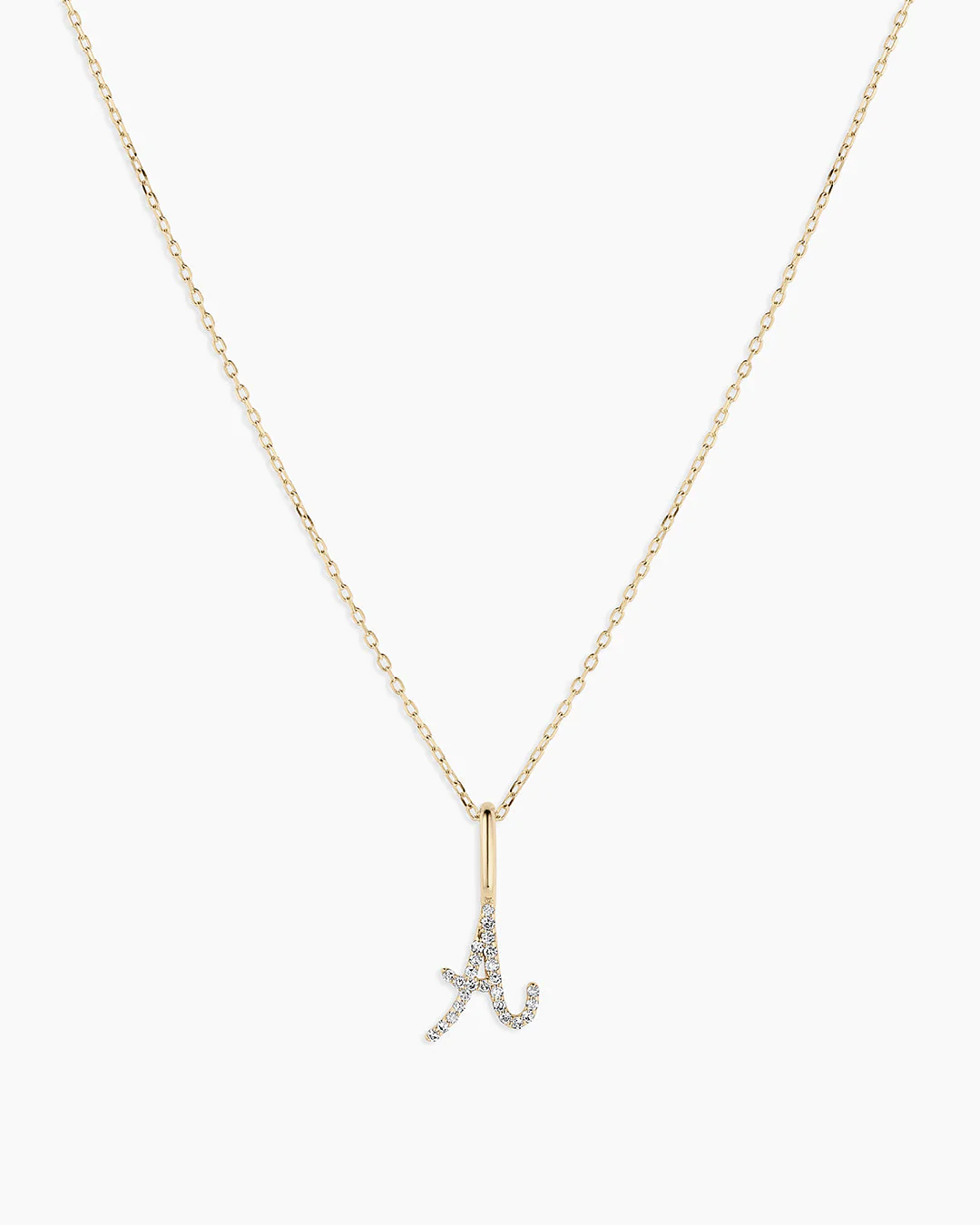 Diamond Script Alphabet Charm Necklace