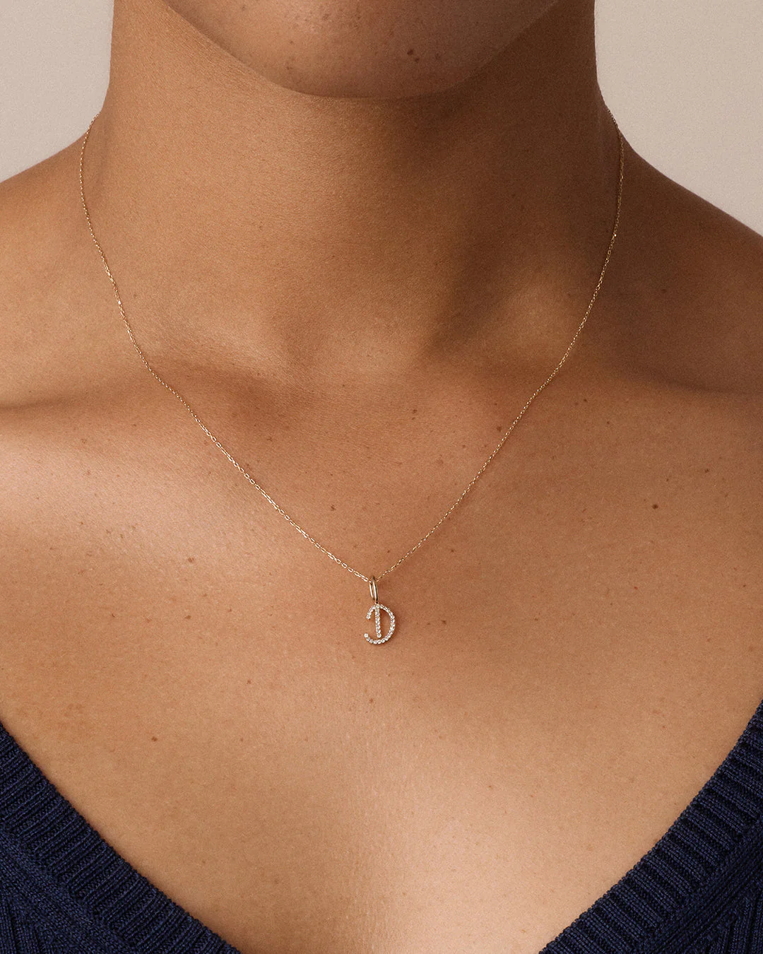 Diamond Script Alphabet Charm Necklace - Image 14