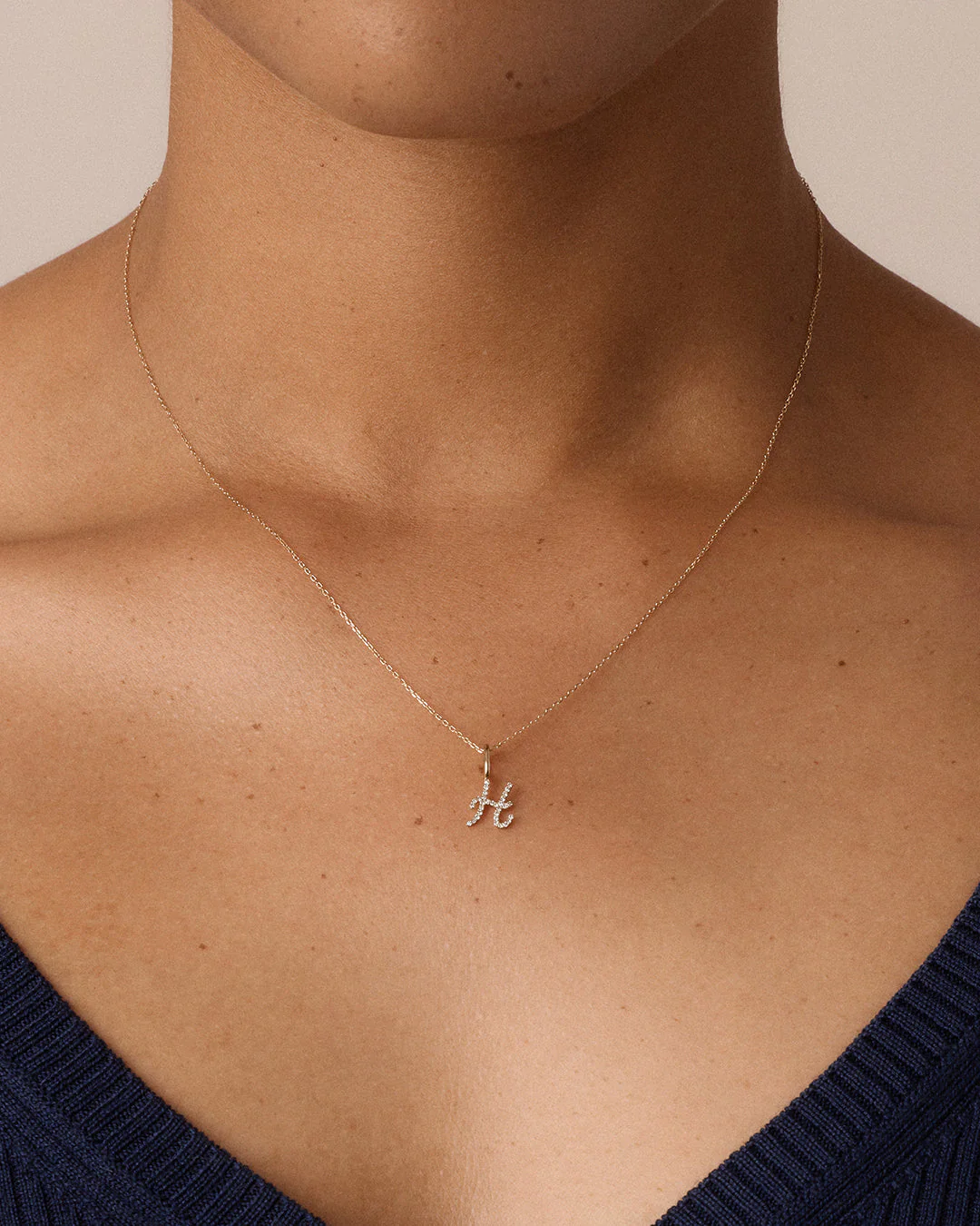 Diamond Script Alphabet Charm Necklace - Image 30