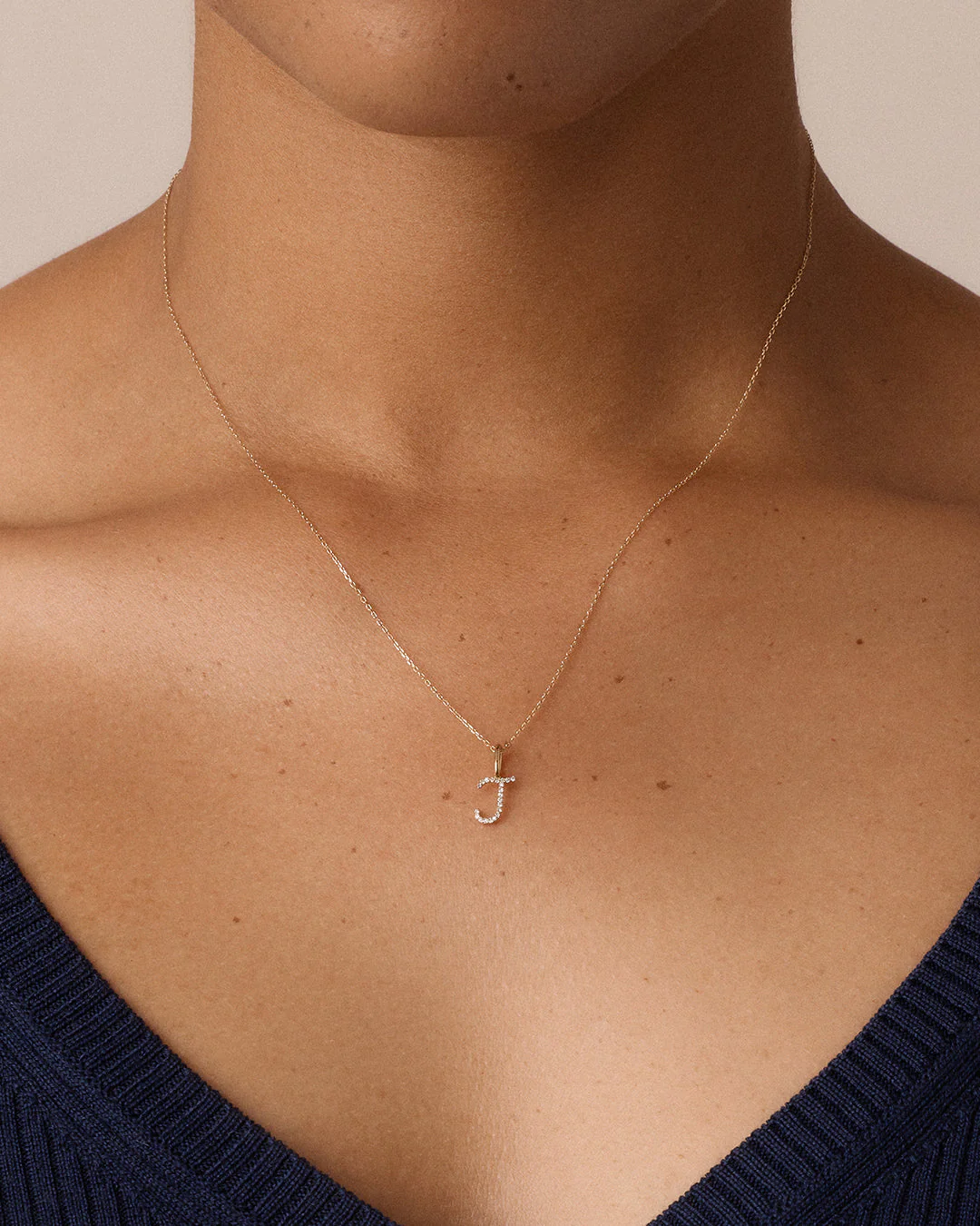 Diamond Script Alphabet Charm Necklace - Image 38
