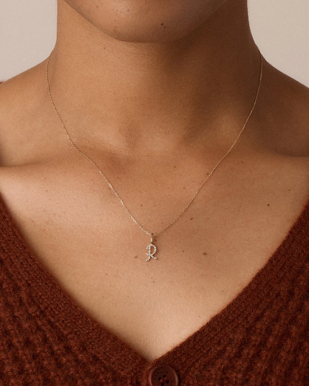 Diamond Script Alphabet Charm Necklace - Image 70
