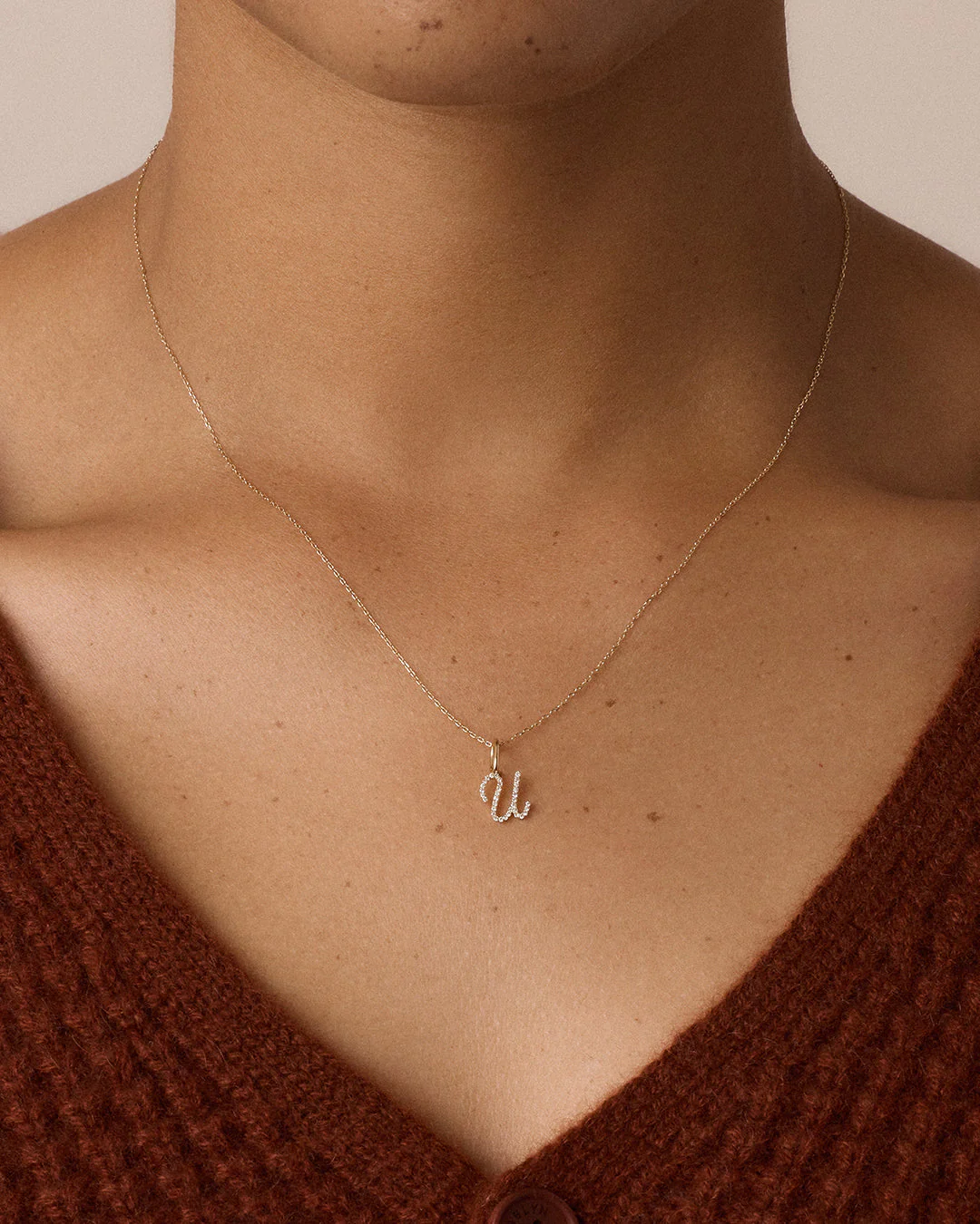 Diamond Script Alphabet Charm Necklace - Image 82