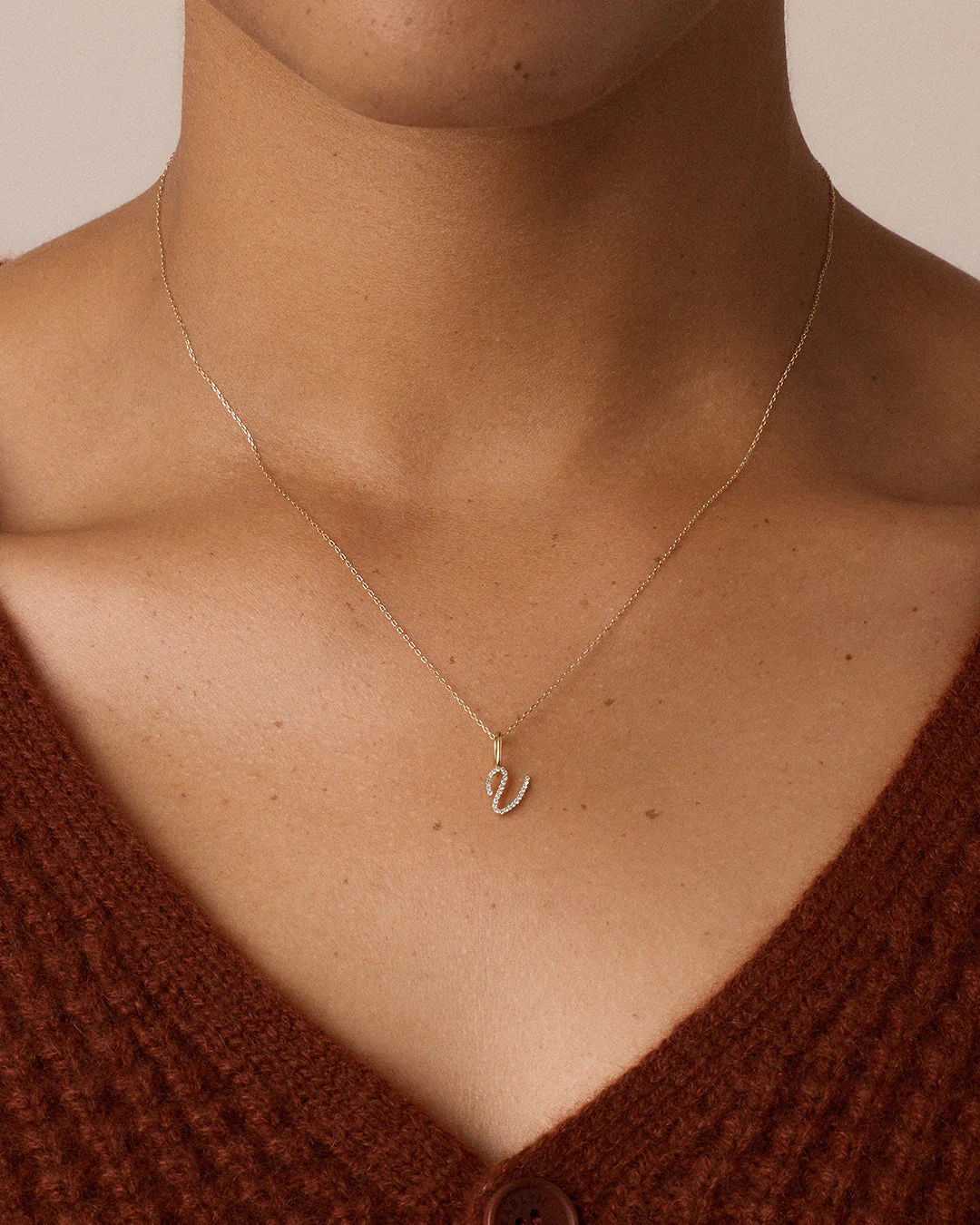 Diamond Script Alphabet Charm Necklace - Image 86