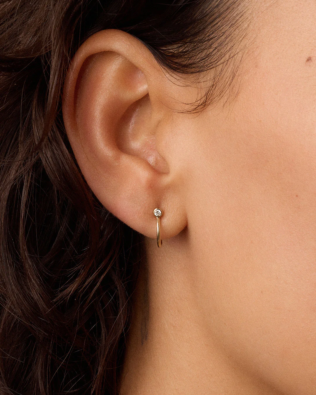 Lab Grown Diamond Circle Stud Huggies - Image 2